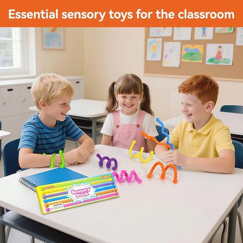 Fidget Toys Sensory Stick: Textured Sensory Toy Suitable for Children and Adults, Relieves Stress and Anxiety, Classroom Travel Essentials, 6PCS， Suitable for Autism and ADHD. in Saudi Arabia
