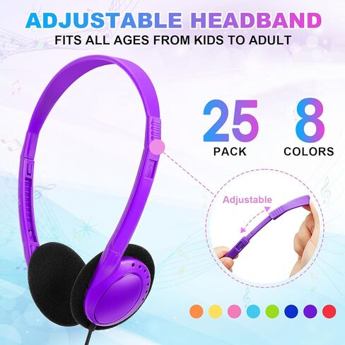 Kids Bulk Headphones for School Classroom 8 Pack, Computer Wired On-Ear Headphones 3.5mm Jack for Students Teens Toddler Childern and Adult(Multi Colors) in Kuwait