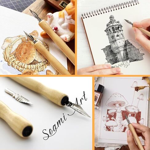 مجموعة حامل القلم القومي ، حزمة من 10 قبضة مريحة مريحة كوميدية Dip Wooden Pen Nib حامل للمبتدئين الفنون المهنية الطلاء English Calligraphy والخلق الهزلي (Mahogany) in Saudi Arabia