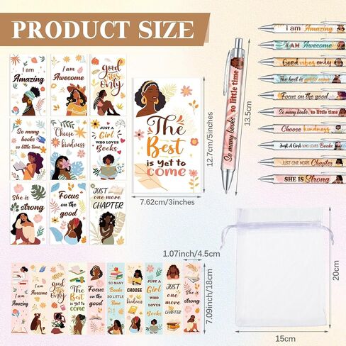 Maitys 120 Pcs Black Girl Journals for Women Composition Notebooks and Pens Inspirational Gift Including 30 Black Girl Notepad, 30 Bookmarks, 30 Ballpoint Pens, 30 Cross White Organza Bags in Saudi Arabia