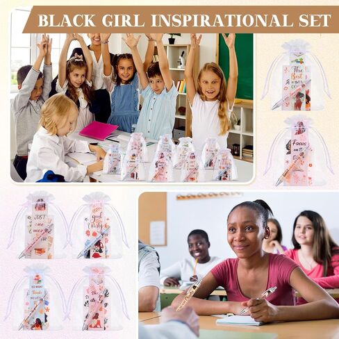 Maitys 120 Pcs Black Girl Journals for Women Composition Notebooks and Pens Inspirational Gift Including 30 Black Girl Notepad, 30 Bookmarks, 30 Ballpoint Pens, 30 Cross White Organza Bags in Saudi Arabia