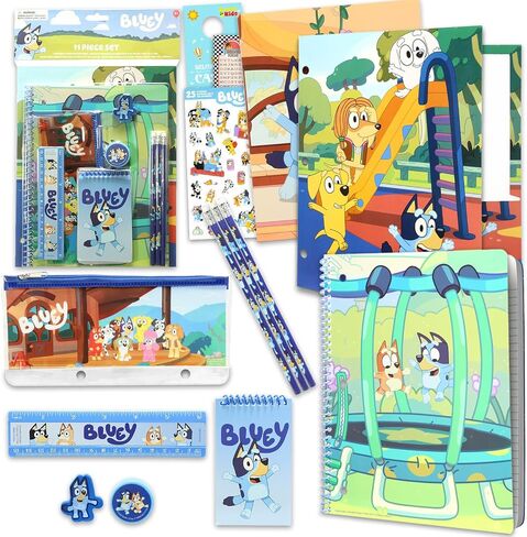 Bluey School Supplies for Kids - 11 Pc Themed School Supplies Bundle Includes Bingo Folders, Notebook, Notepad, Pencils, More Plus Stickers | Bluey Classroom Supplies in Saudi Arabia