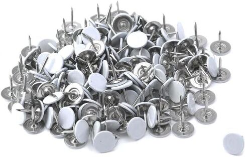 100 PCS Thumb Tooms White Flat Rounded 11mm/0.43 "Nailhead L13mm/0.51" دبابيس دبوس دبوس ديكور المنزل/مكتب لوحة الإعلانات ، أظافر اللوحة/الخريطة ، والمواد اللاصقة والسحابات in Saudi Arabia