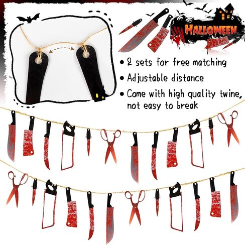 24PCS RAINFLOW Halloween Decorations Party Banners - Horror Movie Decor for Creepy Movie Themed Party,Carnival Decorations,Scary Decor for Haunted House,Bar,Escape Room,Home,Indoor & Outdoor Supplies in Saudi Arabia