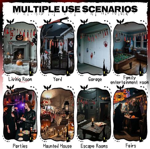 24PCS RAINFLOW Halloween Decorations Party Banners - Horror Movie Decor for Creepy Movie Themed Party,Carnival Decorations,Scary Decor for Haunted House,Bar,Escape Room,Home,Indoor & Outdoor Supplies in Saudi Arabia