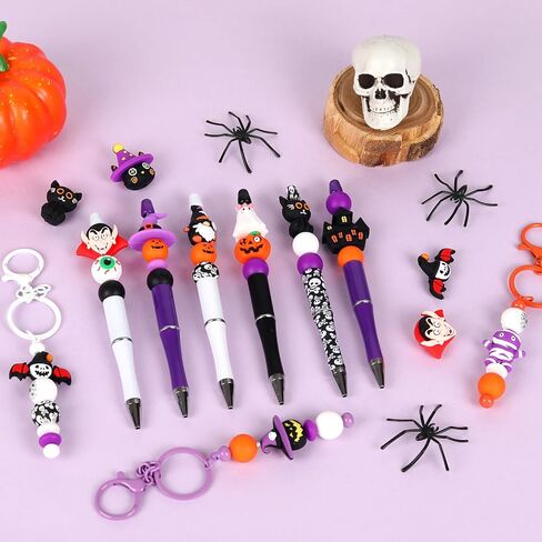 20 Pcs Silicone Focal Beads for Halloween, 3D Rubber Beads for Pens Keychain Bracelet Landyard Making Art Crafts Supplies Bulk in Kuwait