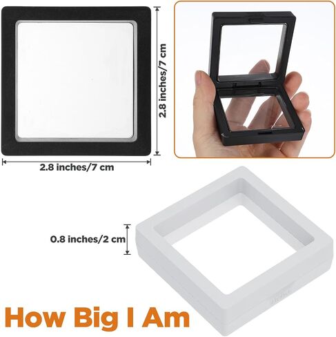 60 PCS 3D Displating Display Case 2.8 × 2.8 × 0.8 بوصة ، حامل عرض إطار عملة معدنية يقف على العملات المعدنية التحدي العتيقة ، المجوهرات ، القذائف ، الأحجار الكريمة ، المعادن ، الصخور ، العينة ، دبابيس (أسود ، أبيض) in Saudi Arabia