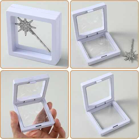 60 PCS 3D Displating Display Case 2.8 × 2.8 × 0.8 بوصة ، حامل عرض إطار عملة معدنية يقف على العملات المعدنية التحدي العتيقة ، المجوهرات ، القذائف ، الأحجار الكريمة ، المعادن ، الصخور ، العينة ، دبابيس (أسود ، أبيض) in Saudi Arabia