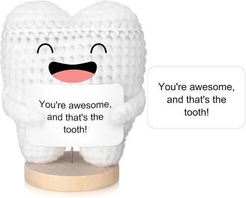 Funny Positive Tooth Doll Dental Hygienist Gifts Small Cute Handmade Crochet Plush Doll with Card Dental Assistant Inspirational Gifts for Christmas Nurse Appreciation Office Desk Decor in Saudi Arabia