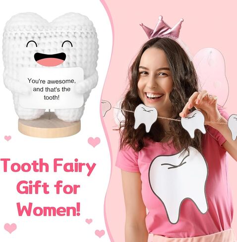 Funny Positive Tooth Doll Dental Hygienist Gifts Small Cute Handmade Crochet Plush Doll with Card Dental Assistant Inspirational Gifts for Christmas Nurse Appreciation Office Desk Decor in Saudi Arabia