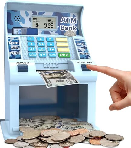 ATM Piggy Bank for Kids ， ATM Bank Cash Coin Saving For Real Adeal مع بطاقة الخصم ， التعرف على العملة ، حاسبة الرصيد ، التوفير الإلكتروني مربع آمن ， هدية للأعمار 6-13 بنك الخنزير (الوردي) in Saudi Arabia