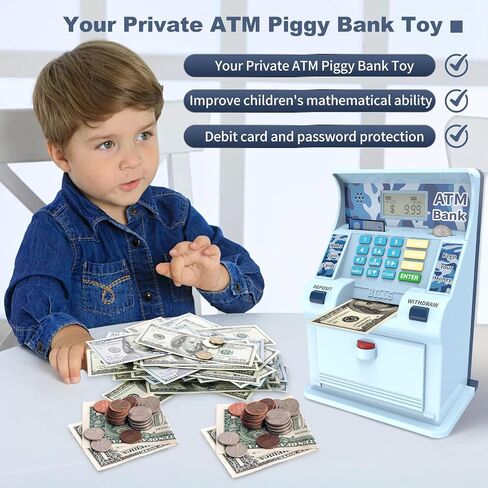 ATM Piggy Bank for Kids ， ATM Bank Cash Coin Saving For Real Adeal مع بطاقة الخصم ， التعرف على العملة ، حاسبة الرصيد ، التوفير الإلكتروني مربع آمن ， هدية للأعمار 6-13 بنك الخنزير (الوردي) in Saudi Arabia