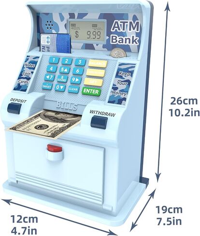 ATM Piggy Bank for Kids ， ATM Bank Cash Coin Saving For Real Adeal مع بطاقة الخصم ， التعرف على العملة ، حاسبة الرصيد ، التوفير الإلكتروني مربع آمن ， هدية للأعمار 6-13 بنك الخنزير (الوردي) in Saudi Arabia