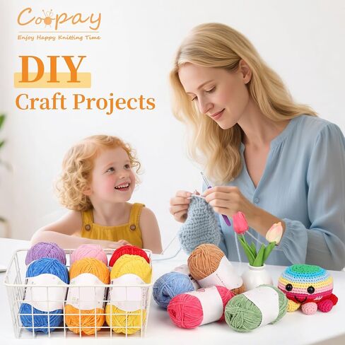 Coopay Skinny Chenille Yarn for Crocheting and Knitting, 12 Pack of 50g/1.76oz - 1764yd Total, Soft Fluffy Crochet Yarn of Baby Weights - Suitable for Baby Blankets, Plush Toys - Super Soft(12 Colors) in Saudi Arabia