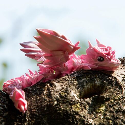 3D Printed Dragon Wings, 3-d Rose Dragon Inside Accessories Flexible Fidget Smooth, Gift Pink White in Kuwait