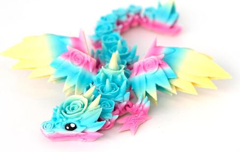 3D Printed Dragon Wings, 3-d Rose Dragon Inside Accessories Flexible Fidget Smooth, Gift Pink White in Kuwait