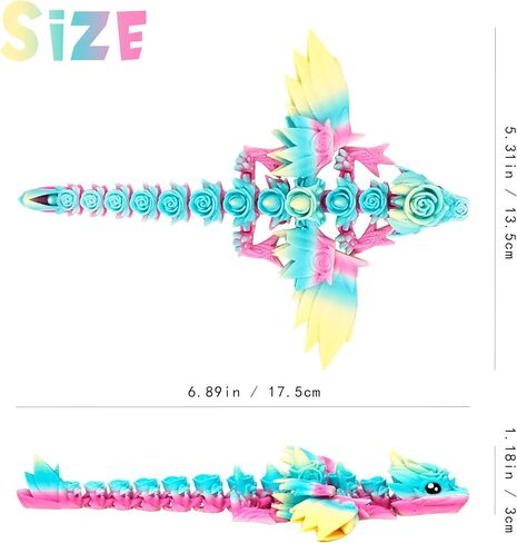 3D Printed Dragon Wings, 3-d Rose Dragon Inside Accessories Flexible Fidget Smooth, Gift Pink White in Kuwait