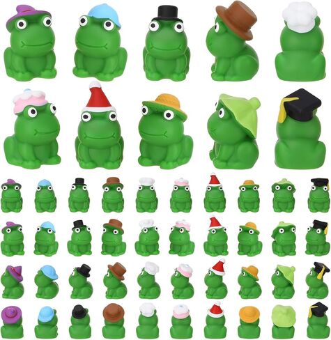 50 PCS MINI Resin Frogs ، Foldty Hood Hat Frog Frog ، جمع جميع الضفادع التي ترتدي القبعات ، حزب الضفدع الصغير لصالح عيد الميلاد ، التخرج ، الحفلات ، عيد الهالوين ، عيد الميلاد ، الشاطئ ، يوميًا (10 أنماط) in Saudi Arabia