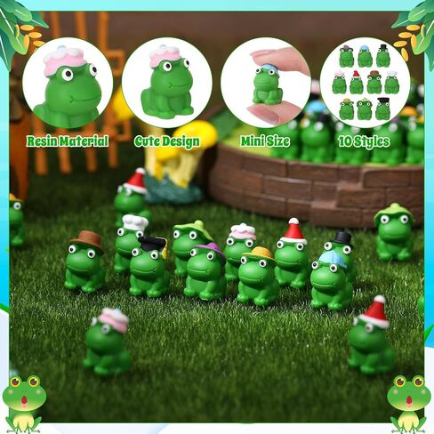 50 PCS MINI Resin Frogs ، Foldty Hood Hat Frog Frog ، جمع جميع الضفادع التي ترتدي القبعات ، حزب الضفدع الصغير لصالح عيد الميلاد ، التخرج ، الحفلات ، عيد الهالوين ، عيد الميلاد ، الشاطئ ، يوميًا (10 أنماط) in Saudi Arabia