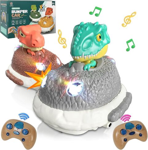 Dinosaur Remote Control Bumper Car, Dino RC Cars with Light & Music, Exciting Dinosaur Electronic Bump Pop Game, RC Race Vehicles Playsett, Best Christmas Birthday Gifts for Kids Age 6+ in Saudi Arabia