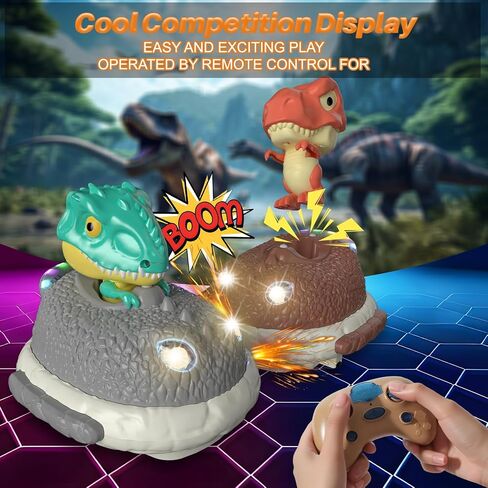 Dinosaur Remote Control Bumper Car, Dino RC Cars with Light & Music, Exciting Dinosaur Electronic Bump Pop Game, RC Race Vehicles Playsett, Best Christmas Birthday Gifts for Kids Age 6+ in Saudi Arabia