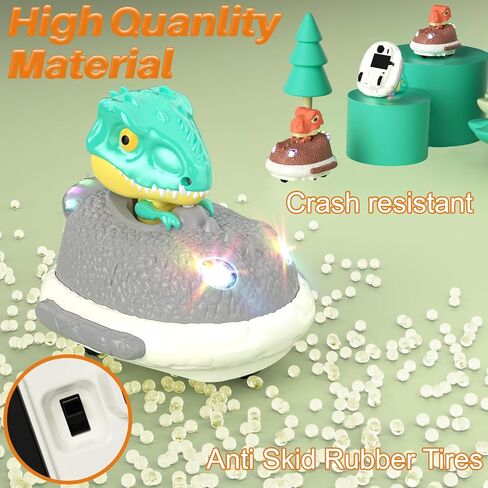 Dinosaur Remote Control Bumper Car, Dino RC Cars with Light & Music, Exciting Dinosaur Electronic Bump Pop Game, RC Race Vehicles Playsett, Best Christmas Birthday Gifts for Kids Age 6+ in Saudi Arabia