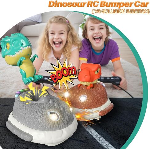 Dinosaur Remote Control Bumper Car, Dino RC Cars with Light & Music, Exciting Dinosaur Electronic Bump Pop Game, RC Race Vehicles Playsett, Best Christmas Birthday Gifts for Kids Age 6+ in Saudi Arabia