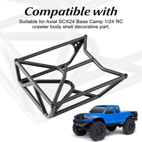 GLOBACT RC Crawler Body Back-Half Cage RC Roll Cage Body Shell Decoration Parts for 1/24 Axial SCX24 Base Camp RC Crawler Upgrade Parts in Saudi Arabia