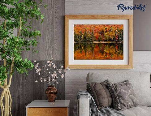 فورت ، طلاء من أرقام أرقام ، انعكاس بحيرة البالغين في خريف 16 "x20" - اللوحة الفنية الحرفية القماشية المطول مع إطار خشبي DIY in Saudi Arabia