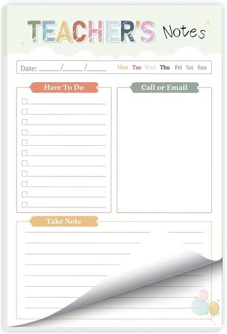 المعلم Notepad-القيام بقائمة المفكرة ، مخطط تقدير المعلم ، 50 ورقة ، 5.6 × 8.3 بوصة من المفترات المسيل للدموع للقرطاسية التي يجب أن تكون لوازم ما قبل المدرسة | الابتدائية | الأوسط | مدرسو المدارس الثانوية in Kuwait