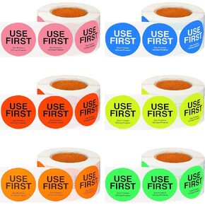 MOLAIN 3000 PCS 1.5 بوصة استخدم الملصقات الأولى ، 6 لفات إدارة المخزون ملصقات دائمة مطعم مطعم الجودة خدمة الطعام في FIFO ، 6 ألوان in Kuwait