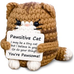 Crochet Cat Mini Handmade Knitted Emotional Support Animal, Cute Funny Motivational Gift for Women, Men, Friends, Family, Inspirational Birthday Present, Home Decor, Stress Relief Gift in Saudi Arabia