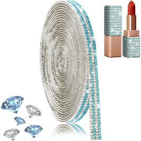 FULZTEY Glitter Crystal Rhinestone Ribbon,4 Rows Diamond Ribbon with 2 mm Gems for DIY Crafts,Red White Rhinestone Strip Sticker,Bling 4 Yards Crystal Trim Adhesive for Car Wedding Party Decoration in Kuwait