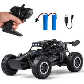 Remote Control Car RC Cars 1:16 All Terrain Monster Truck LED Headlights, Outdoor 2WD Off Road Hobby RC 2.4GHz High Speed, 20Km/h RC Car Toys Gift for Kids Boys 3 4 5-12 (Black) in Kuwait