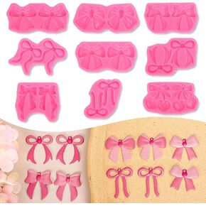 9 Pairs Bow Earring Resin Molds with 40 Pcs Earring Hook Coquette Bowtie Cherry Dangle Earrings Silicone Mould for Women Pendant DIY Crafts in Saudi Arabia