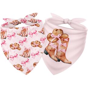 2pcs Western Cowgirl Dog Bandana Pink Bow Cowboy Boots Triangle Pet Dickfable Pet Neckerchief for Medium Exger Dog Cat Assumeors in Kuwait