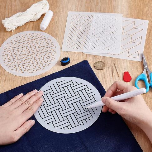 FreeBloss 4 Set Sashiko Bag Kit Sashiko Pouch Kit Diy Sashiko Making Kit مع أزمة Sashiko Stencil Sashiko لمباد in Saudi Arabia