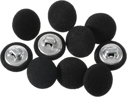10Pcs 20mm Black Fabric Buttons Cloth Covered Buttons for Sewing Black Suit Button Covered Round Vintage Metal Shank Sewing Button for Jacket Dress Blouses Gowns in Saudi Arabia