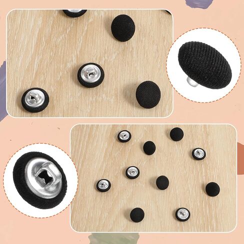 10Pcs 20mm Black Fabric Buttons Cloth Covered Buttons for Sewing Black Suit Button Covered Round Vintage Metal Shank Sewing Button for Jacket Dress Blouses Gowns in Saudi Arabia