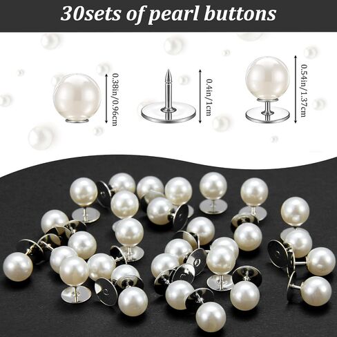 Removable Pearl Pins, 30 Sets No Need to Sew Pearl Buttons，Reusable Multipurpose Button Pins for Shirts, Dresses, Sweaters, Suspenders & DIY Crafts Bustle Clips for Wedding Dress Train in Saudi Arabia