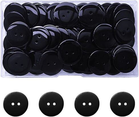 50 PCS زر راتنج أبيض ، 1 بوصة (25 مم) 2 أزرار مستديرة ، أزرار 2 ثقوب راتنج للخياطة ، والملابس ، والحرف اليدوية in Kuwait