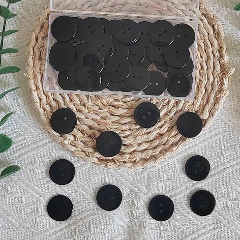 50 PCS زر راتنج أبيض ، 1 بوصة (25 مم) 2 أزرار مستديرة ، أزرار 2 ثقوب راتنج للخياطة ، والملابس ، والحرف اليدوية in Kuwait