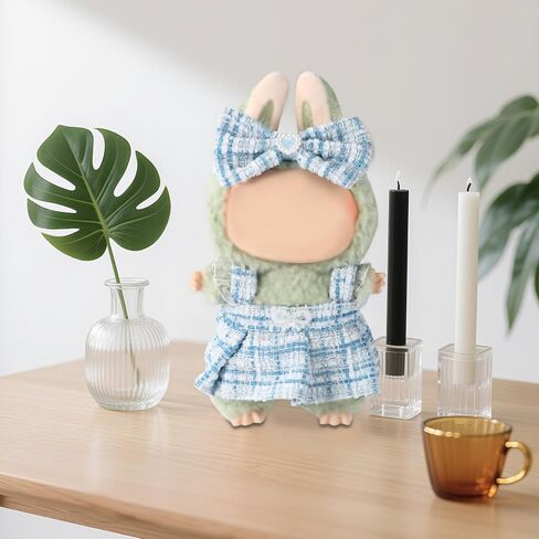 2pcs 17cm Doll Dress Set, Sweet and Elegant Tweed Sleeveless Dress with Matching Bow Headband Simple Chic Style Outfits and Accessories No Doll Included(Blue in Saudi Arabia