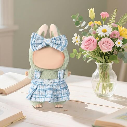 2pcs 17cm Doll Dress Set, Sweet and Elegant Tweed Sleeveless Dress with Matching Bow Headband Simple Chic Style Outfits and Accessories No Doll Included(Blue in Saudi Arabia