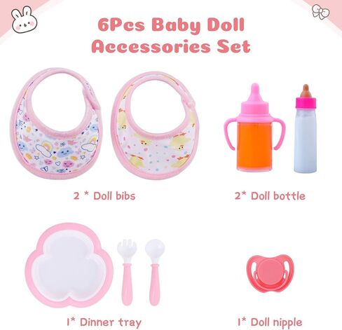 Babeside 8pcs إكسسوارات دمية الطفل التي تم تعيينها لدمى الأطفال من 12 إلى 16 بوصة مع زجاجات دمية ومصاعد الرباعي والأدوات الرائعة in Kuwait
