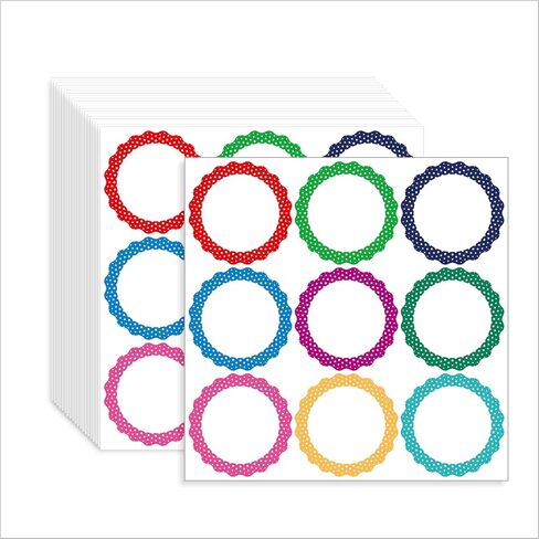 180 Pcs Polka Dot Colorful Name Tags Labels Stickers, 9 Designs Round Blank Large Nametags Badge Labels Stickers for Themed Home School Party Family 3x2 inches in Saudi Arabia