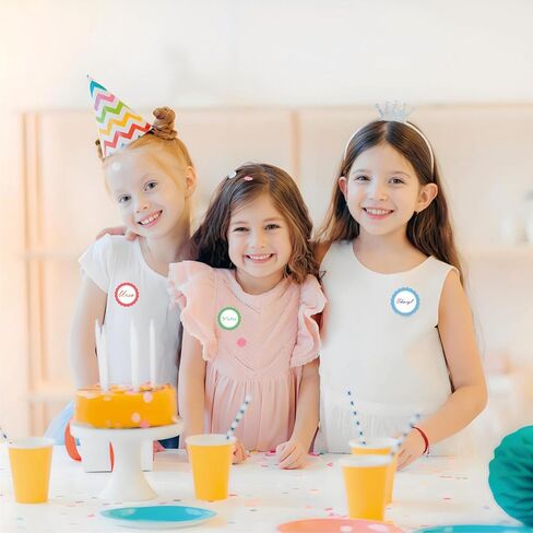 180 Pcs Polka Dot Colorful Name Tags Labels Stickers, 9 Designs Round Blank Large Nametags Badge Labels Stickers for Themed Home School Party Family 3x2 inches in Saudi Arabia