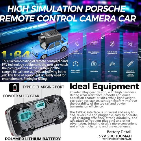FPV RC Car with Camera, Remote Control SUV with Phone Mount, HD Live Video Stream, Carrying Case (Remote+APP Control Blue) in Saudi Arabia