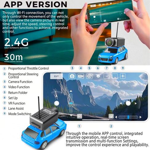 FPV RC Car with Camera, Remote Control SUV with Phone Mount, HD Live Video Stream, Carrying Case (Remote+APP Control Blue) in Saudi Arabia