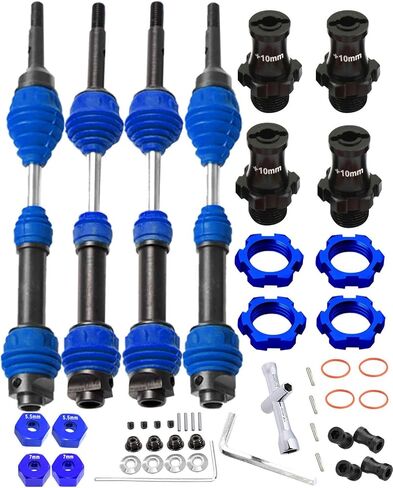 ترقيات عمود محرك أقراص محرك CVD جزء من 1/10 Slash Rustler Stampede VXL 4WD ، محولات محور الألومنيوم سداسي عشري 12 مم إلى 17 مم مع إزاحة 10 مم & #45 in Saudi Arabia